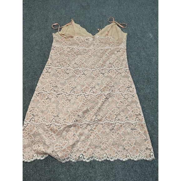 Via Nicci Romantic Nude Beige Floral Lace Slip dress‎ sheer lingerie size large - Picture 8 of 11